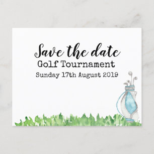 Golf Save date Golf Tournamin with golf bag Meddelande Vykort