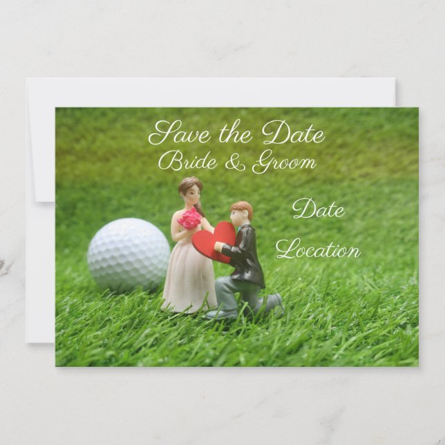 Golf Save date groom and brista med kärlek Inbjudningar (Framsida)