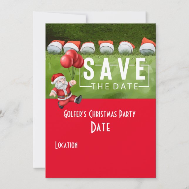 Golf Save Date jul Party Golf boll Santa Inbjudningar (Framsida)