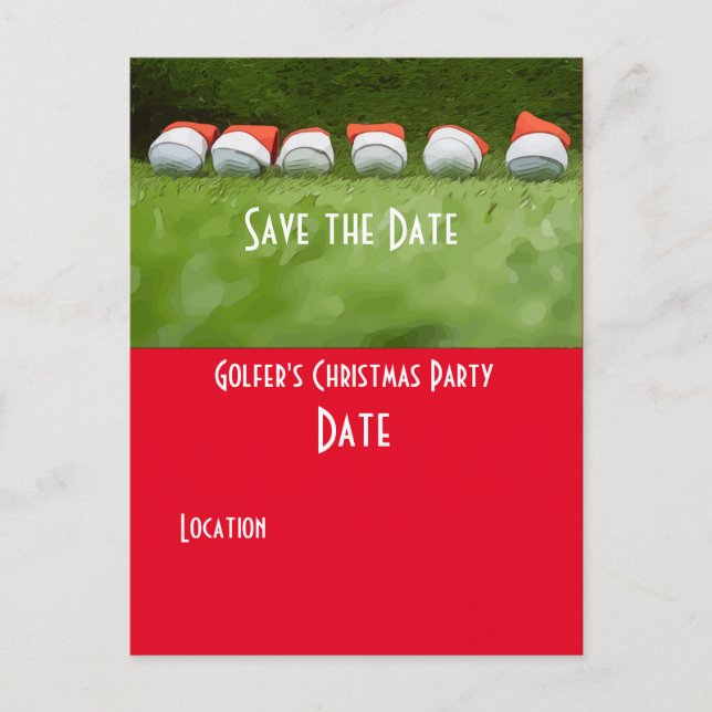 Golf Save Date jul Party Golf boll Santa Vykort (Framsida)