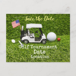 Golf Save Date med golf boll & American flagga Vykort