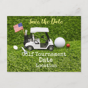 Golf Save Date med golf boll & American flagga Vykort
