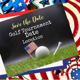 Golf Save Date med golf boll & American flagga Vykort