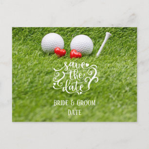 Golf Save Date med golf boll och T on grönt Vykort