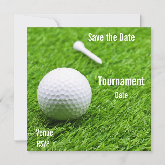 Golf Save Date med golf boll på grönt (Framsida)