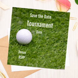 Golf Save Date med golf boll på grönt gräs