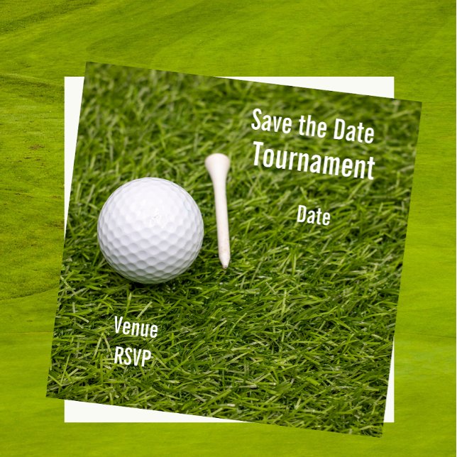 Golf Save Date med golf boll på grönt gräs (Skapare uppladdad)