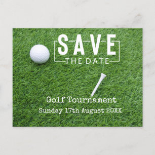 Golf Save date med golf boll på grönt Meddelande Vykort