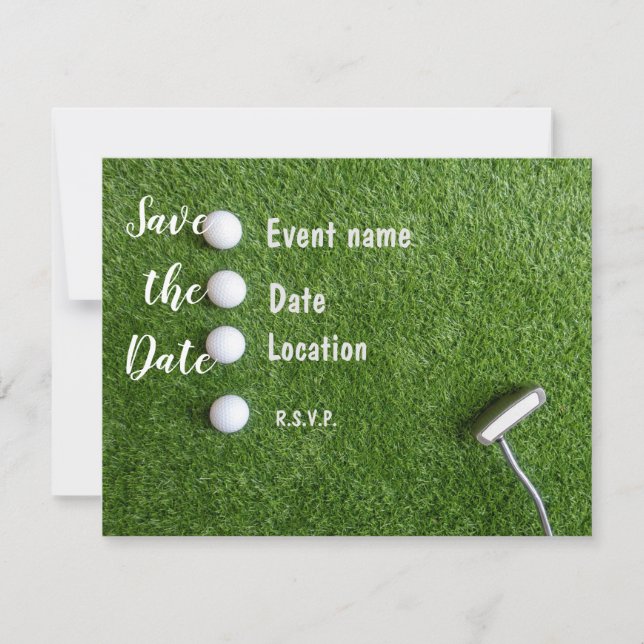 Golf Save Date med golf bollar på grönt gräs Inbjudningar (Framsida)