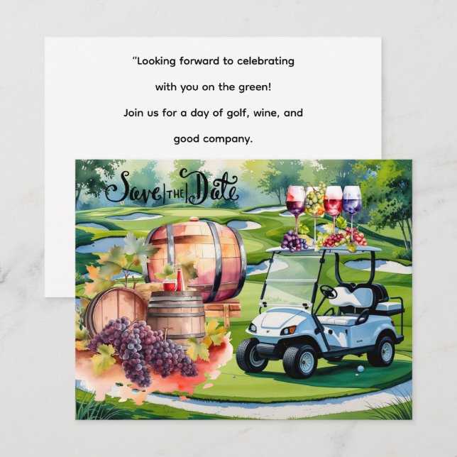 Golf Save Date med golf bollar på grönt gräs Inbjudningar (Fram/baksida)