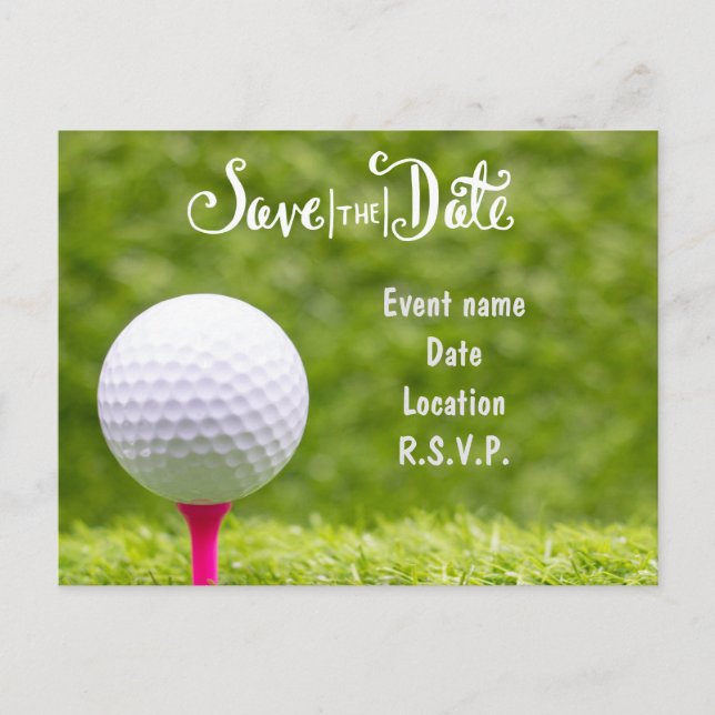 Golf Save Date med golf bollar på grönt gräs Vykort (Framsida)