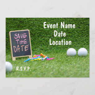 Golf Save date med tecken och golf boll och T Inbjudningar