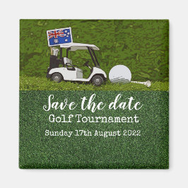 Golf Save date with cart and flagga of Australia Magnet