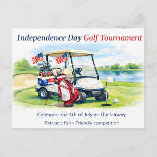 Golf Save the Date med golfboll och amerikansk fla Vykort