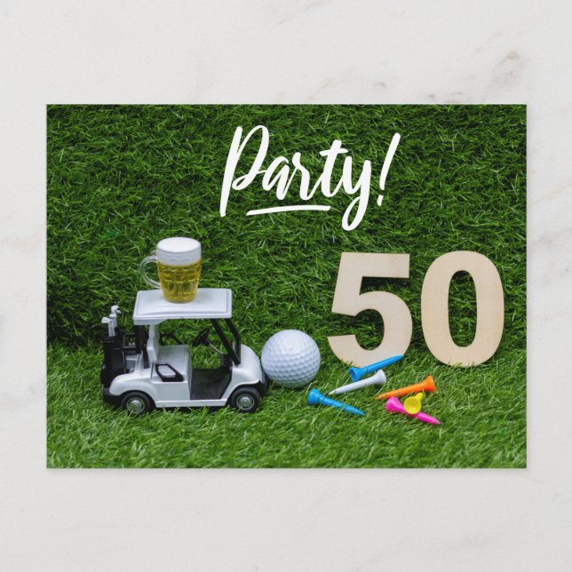 Golf Save the date Party 50 Birthday golfer Meddelande Vykort (Framsida)