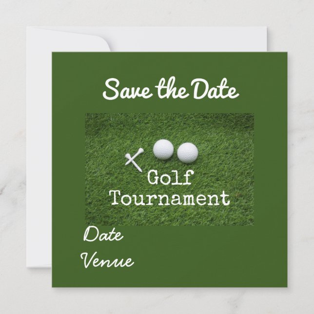 Golf Save the date with white pin and golf boll Meddelande (Framsida)