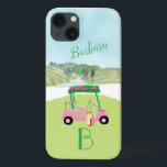 Golf Scene Monogram Namn<br><div class="desc">En liten golf humor för dam - vän i ditt liv, som kommer att ha roligt med det här - en golfvagn för golfvagnen älskare som gillar att leka med stil - eller bara kärlek att spela - personlig med första namn och monogram - Golf Gal-snyggt och unik. Eller skaffa...</div>
