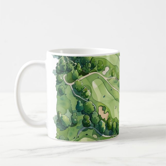 Golf Scenia Golf Course Watercolor Kaffemugg (Vänster)