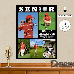 Golf Senior Studenten 5 Photo Collage Poster