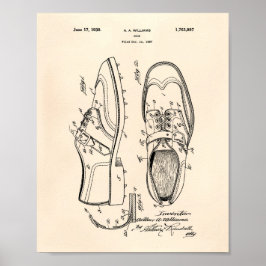Golf Shoe 1927 Patent Art - Gammal peper Poster
