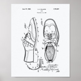 Golf Shoe 1927 Patent Art - White Papper Poster