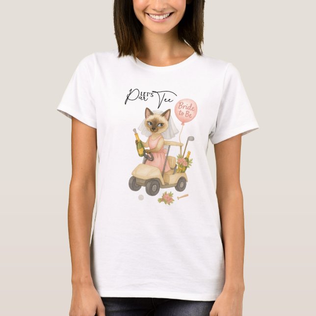Golf Siamese Cat Golfer Celebrating T Shirt (Framsida)
