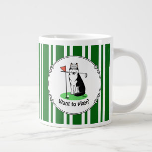 Golf Siberian husky (svart) Hund Spela Cute Funny Jumbo Mugg