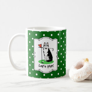 Golf Siberian husky (svart) Hund Spela Cute Funny Kaffemugg