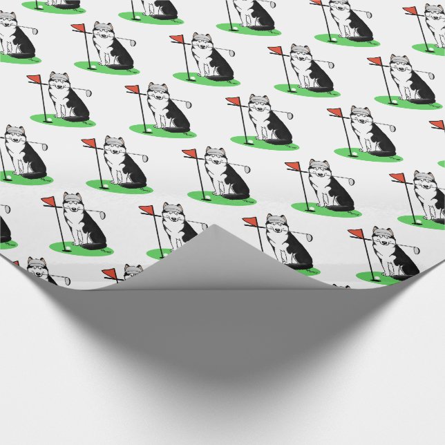 Golf Siberian husky (svart) Hund Spela Cute Funny Presentpapper (Hörn)