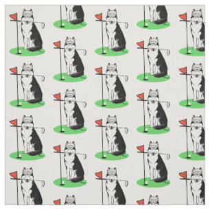 Golf Siberian husky (svart) Hund Spela Cute Funny Tyg