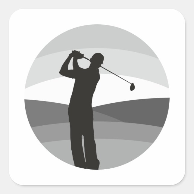 Golf Silhouette Fyrkantigt Klistermärke (Framsida)