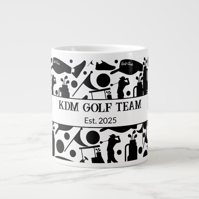 Golf Silhouette Mönster Classic Black & White Jumbo Mugg (Framsidan)