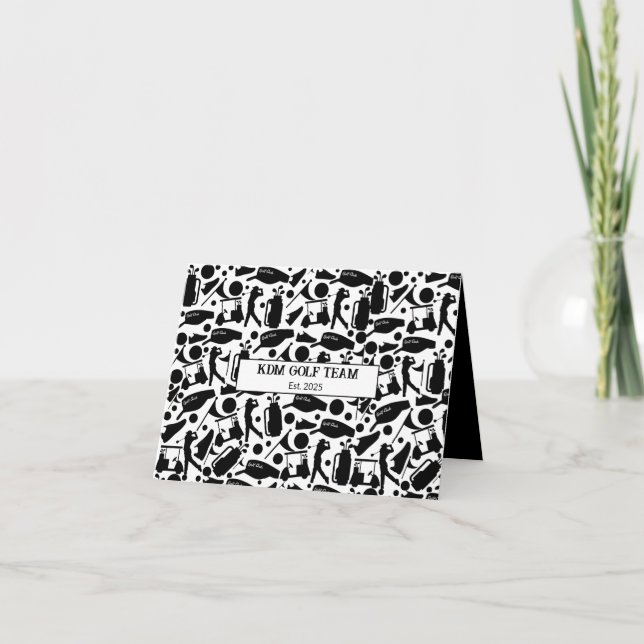 Golf Silhouette Mönster Classic Black & White Kort (Framsida)