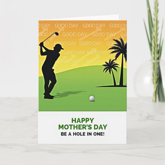Golf Silhouette Mothers Day Card Kort (Framsida)