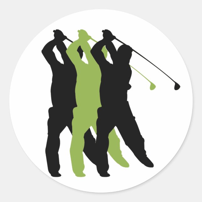 Golf Silhouette Runt Klistermärke (Framsida)
