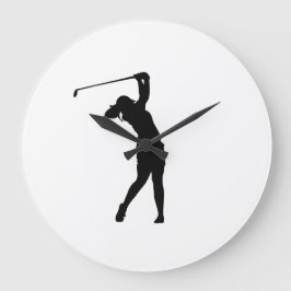 Golf Siluett Stor Väggtimme Elegant Design Klocka
