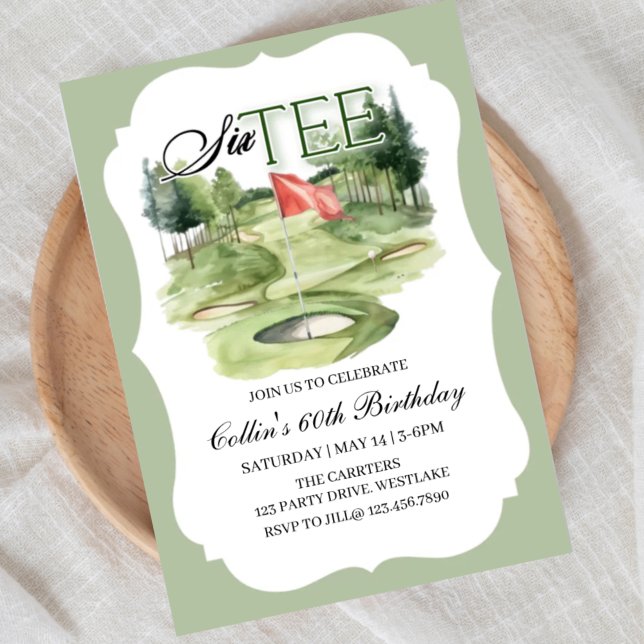 Golf SIX-TEE Birthday, 60, Golf Birthday,   Inbjudningar (Skapare uppladdad)