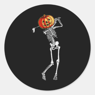 Golf Skeleton Pumpkin Halloween Costume Golfer Spo Runt Klistermärke