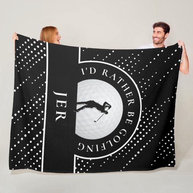 Golf skräddarsydd manlig golfare silhuett svart oc fleecefilt (På plats)