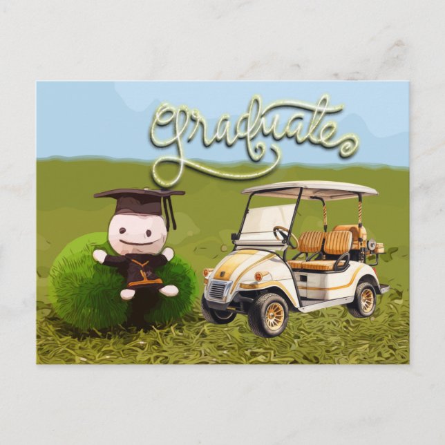 Golf slår in i framgång grattis på examen vykort (Framsida)