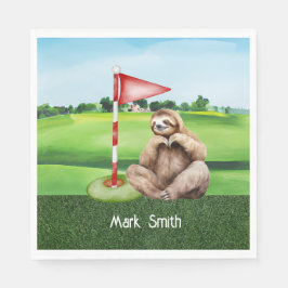 Golf Sloth Golfer på grönt gräs Pappersservett