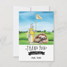 Golf Sloth Golfer på grönt gräs Tack Kort