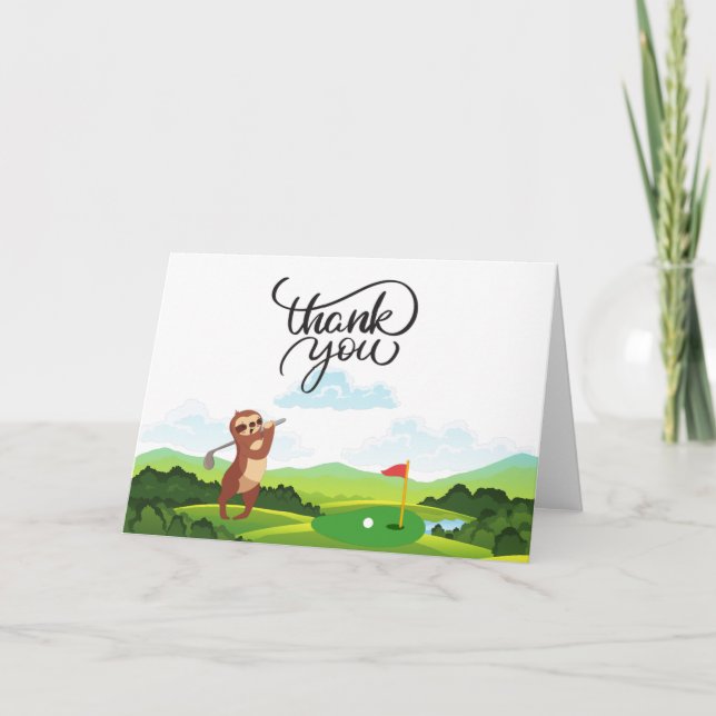Golf Sloth säger tack för grönt gräs Kort (Framsida)