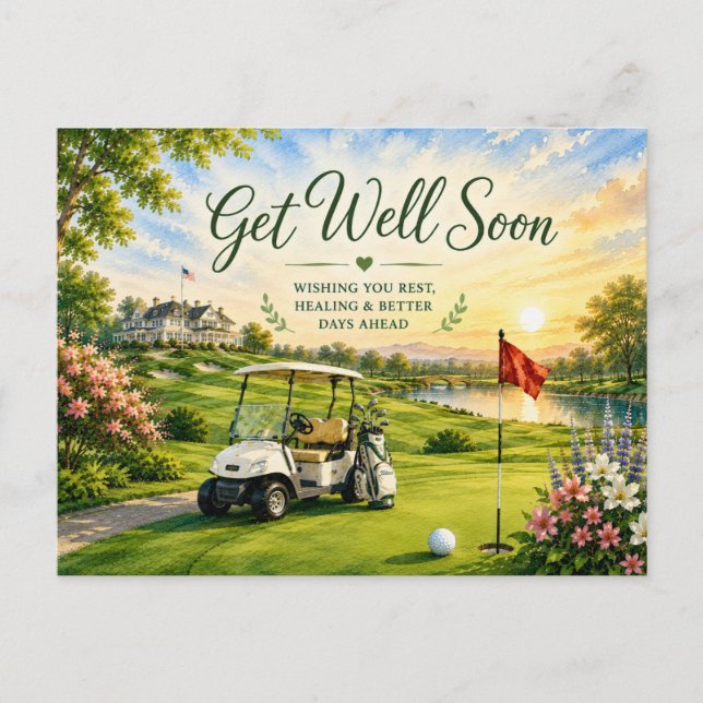Golf Snart Bättre Vattenfärg för Golfare Vykort (Framsida)