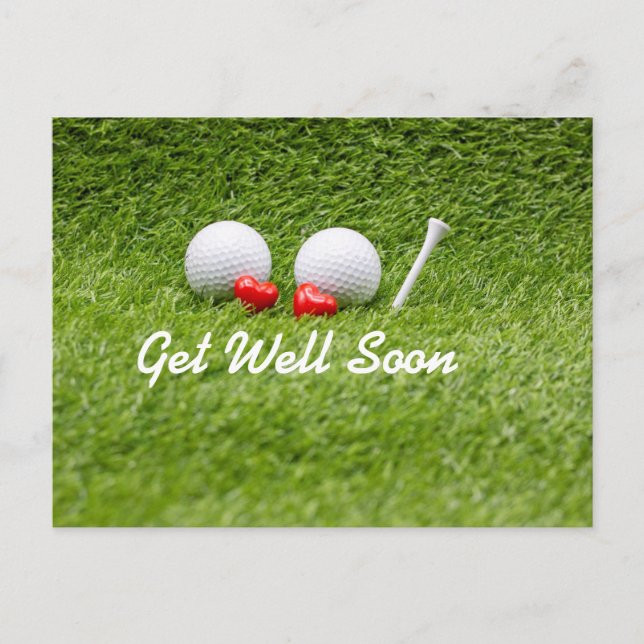 Golf Snart frisk golfbollar och tee med kärlek Vykort (Framsida)