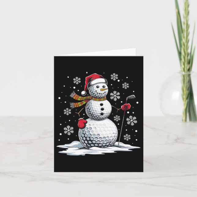 Golf Snögubbe Golf Player Santa Hat-julklunny Kort (Framsida)