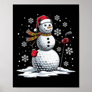 Golf Snögubbe Golf Player Santa Hat-julklunny Poster