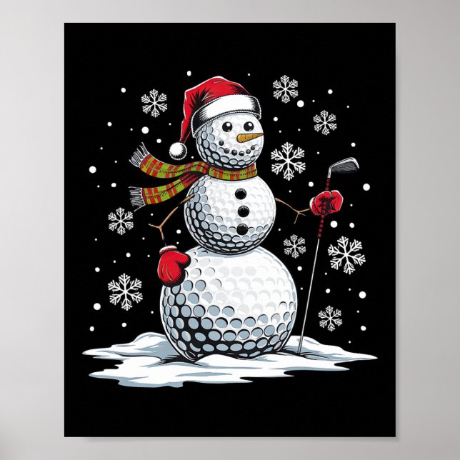 Golf Snögubbe Golf Player Santa Hat-julklunny Poster (Framsidan)