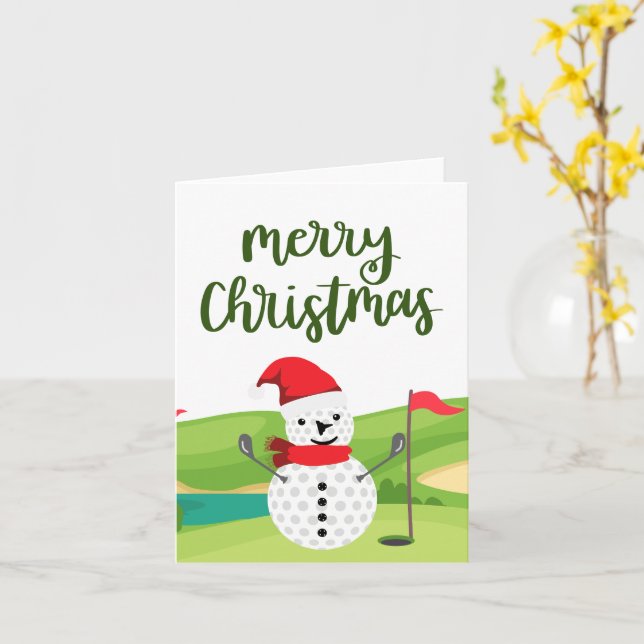 Golf Snömannen för golfare God Jul   Kort (Gul blomma)