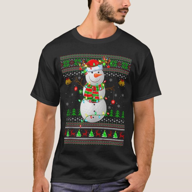 Golf Snowman Ugly Christmas Sweaters Golfing Golfe T Shirt (Framsida)